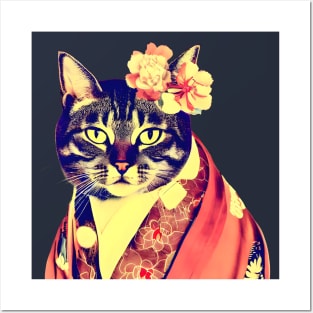 Vintage Geisha Cat Posters and Art